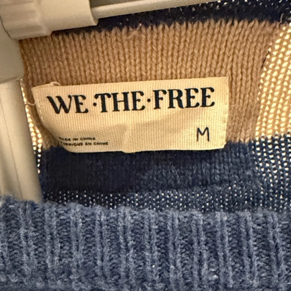 We The Free Off-Shoulder Sweater in Navy and Beige - Picture 7 of 9